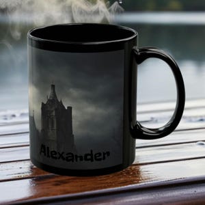 Dark Gothic Castle Black Ceramic Mug(11oz, 15oz) Gothic Mug | Custom name mugs | Dark coffee cups, Halloween mugs, Personalized goth mug