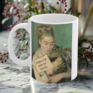Childless Cat Ladies for Kamala white ceramic mug 11 oz | Kamala Harris 2024 President mug | Cat Ladies Kamala Mug | Meme Coffee cup