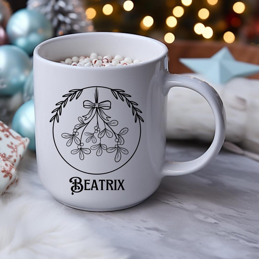 Christmas Mistletoe White Ceramic Mug | 11 & 15 Oz Sizes - Etsy