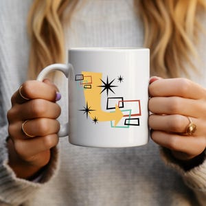 50&#39;s Retro design Mug 11oz, retro gifts for her or him, retro coffee cup, retro 50&#39;s design, unique birthday gift ideas, mid century modern