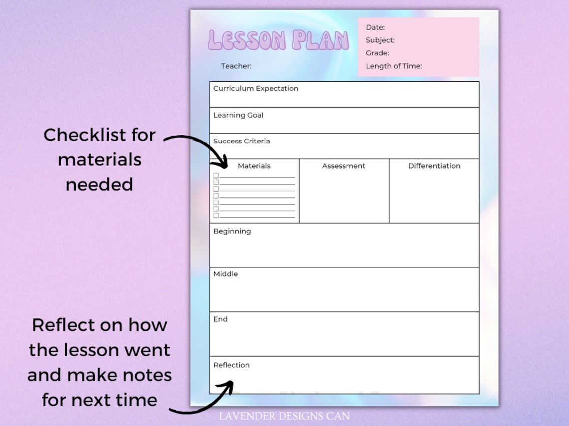 Teacher Lesson Plan Template, Printable and Digital Daily Lesson Template, Printable and Digital ...