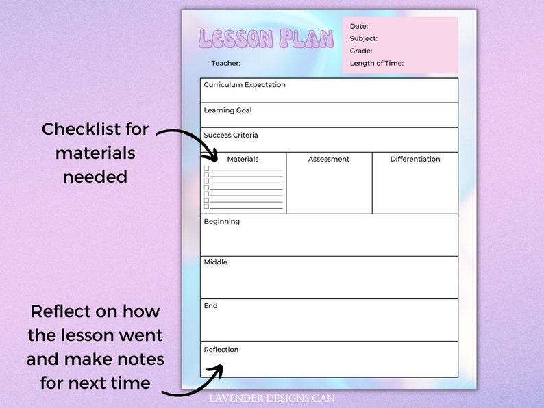 Teacher Lesson Plan Template, Printable and Digital Daily Lesson