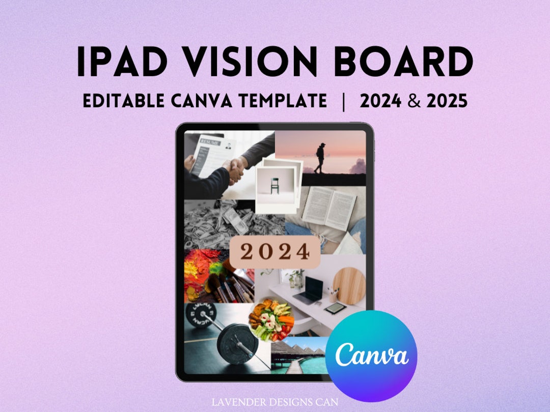 IPad Vision Board Template, Editable Canva Template, Vision Board