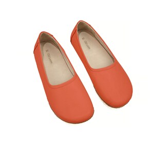 Ballerine piatte bordeaux da donna fatte a mano - Ballerine con suola a goccia zero - Slip-on con punta larga in vera pelle