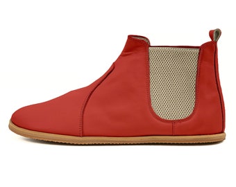 Botas Chelsea mostaza hechas a mano para mujer - Botas cortas con suela de caída cero - Botines con puntera ancha de cuero genuino