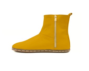 Stivaletti da uomo in pelle color senape a piedi nudi – Zero Drop, punta larga