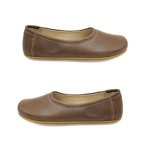 Ballettschuhe | Damen handgefertigte flache Ballerinas | Barfuß Flache Ballettschuhe Zero Drop | Frauen Barfußschuhe | Braune Schuhe