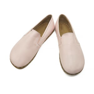 Women's Handmade Powder Barefoot Zero Drop Sole Slip-Ons - Organic Leather Earthing Shoes - Turkish Wide Toe Box Slip-Ons