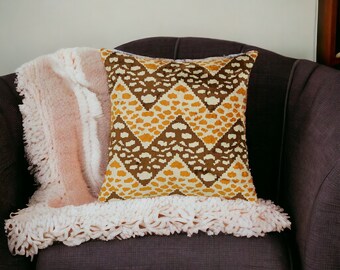 Velvet Ikat Pillow Cover, Handwoven Turkish Cushion