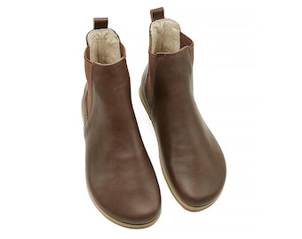 Botas Chelsea de cuero hechas a mano: botines con puntera ancha y caída cero