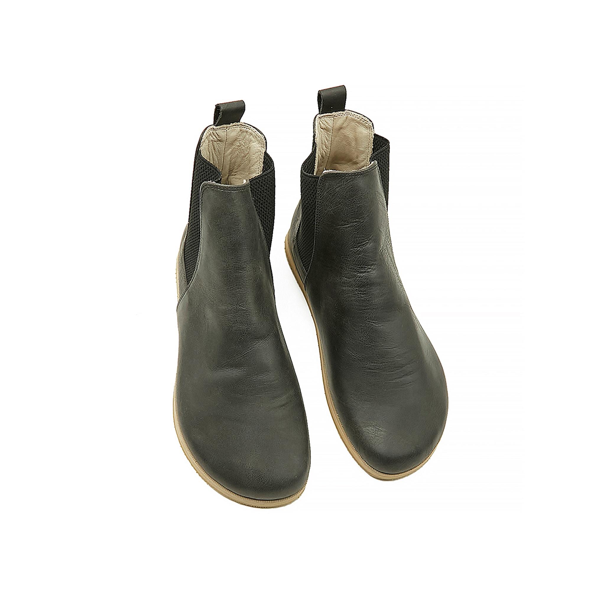 Men's Handmade Anthracite Leather Chelsea Boots - Barefoot Zero Drop