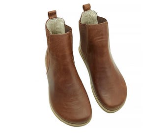Bottines chelsea en cuir faites main : bottines marron clair pour femmes