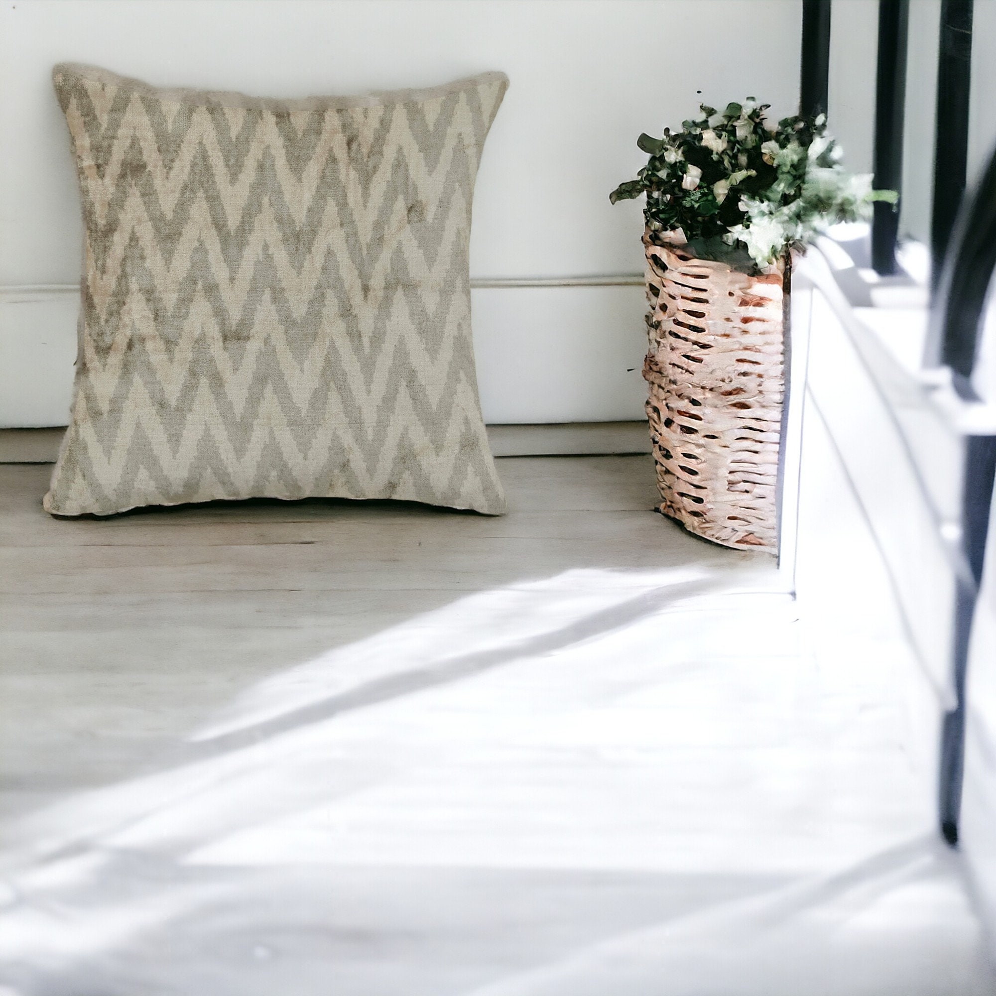 15x15 Pillow, 19x19 Pillow, 23x23 Pillow, Velvet Ikat Cushion, Silk Velvet Cushion Cover