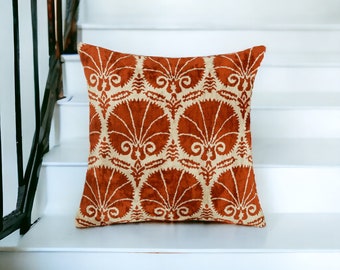 Velvet Ikat Pillow Cover, Handwoven Turkish Cushion