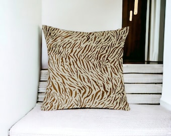 Brown Velvet Ikat Cushion Cover, Decorative Throw Pillow