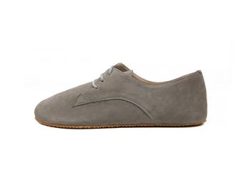 Women's Barefoot Brown Oxford Shoes - Wide Toe Box Rubber Sole Oxford Vintage Shoes - Zero Drop Sole Organic Leather Tie Shoes