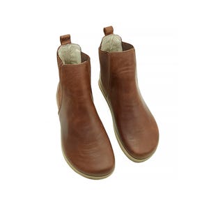 Botas Chelsea descalzas de piel color canela para hombre - Botines de caída cero hechos a mano