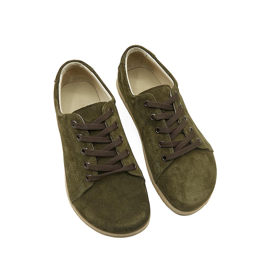 Women's Barefoot Sneakers: Asphalt Gray Organic Leather Zero Drop