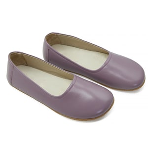 Scarpe da danza classica color talpa fatte a mano da donna - Ballerine con suola a goccia zero - Slip-on con punta larga in vera pelle