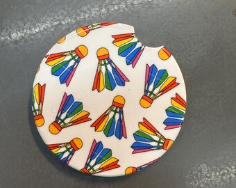 Posavasos de cerámica para coche Kansas City Icons Shuttlecock Pride (juego de 2)