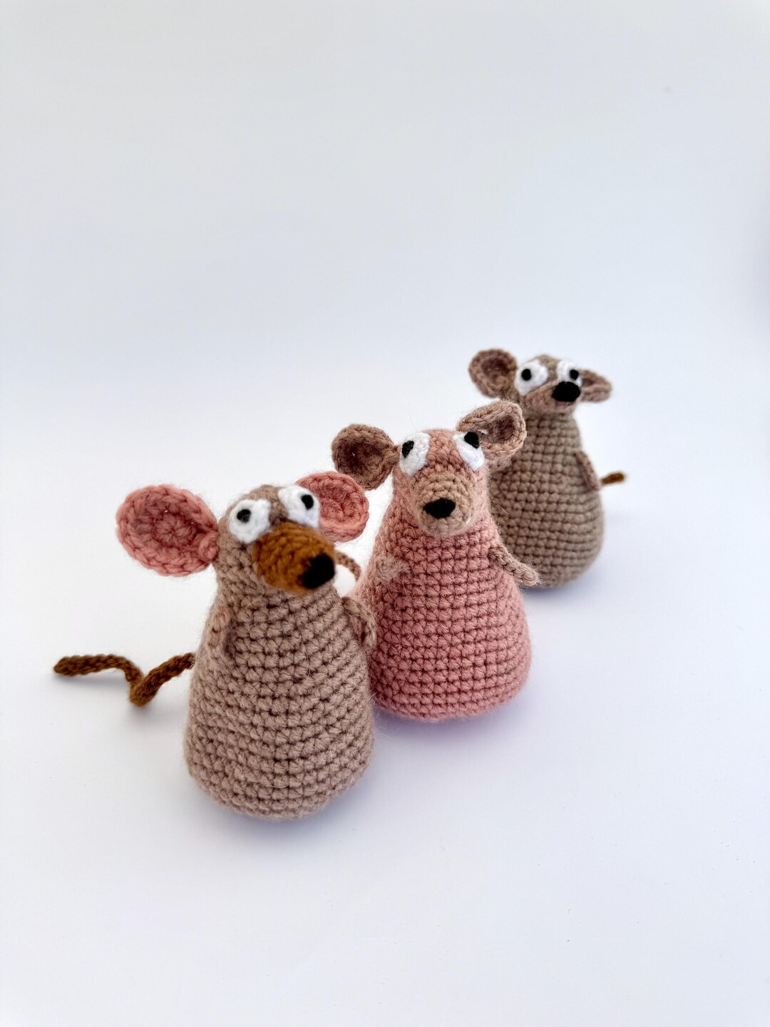 Trio Mouse Thread Amigurumi Mouse Trio - Etsy