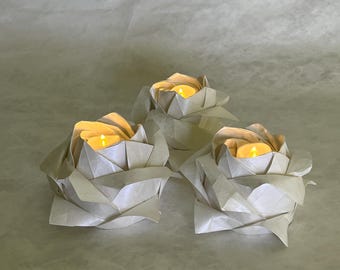 Set of Three Origami Rose Lights