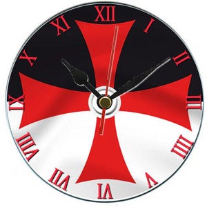 Orologio con bandiera da battaglia dei Cavalieri Templari, regalo Crociato, DVD, personalizzabile