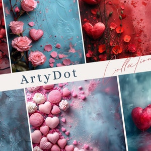 16 A4 Valentines Day Digital Paper Background Love Romantic Heart Flowers Holiday Download Printable