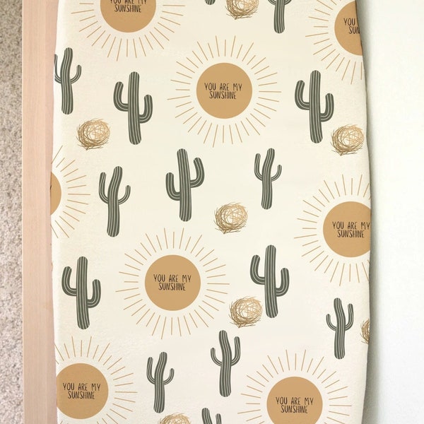 Cactus & Suns "You Are My Sunshine" Changing Pad Cover, Cactus Nursery, You Are My Sunshine Nursery