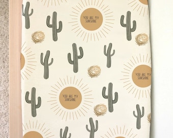 Cactus & Suns "You Are My Sunshine" Changing Pad Cover, Cactus Nursery, You Are My Sunshine Nursery