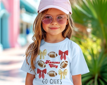 Kansas City Cheifs oquette Toddler Tee, Cheifs Graphic Tee, Kids Fashion