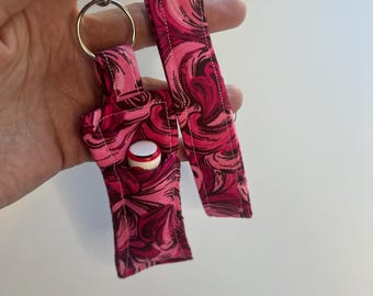 Combo de llavero de muñeca y porta lápiz labial - Paisley rosa