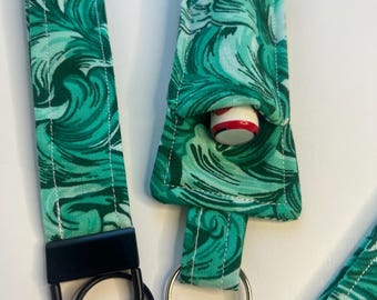Combo de llavero de muñeca y porta lápiz labial - Paisley verde