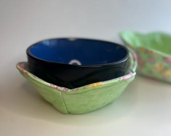 Funda reversible verde con mariposas para cuencos – Se adapta a cuencos de 15 cm (6 pulgadas)