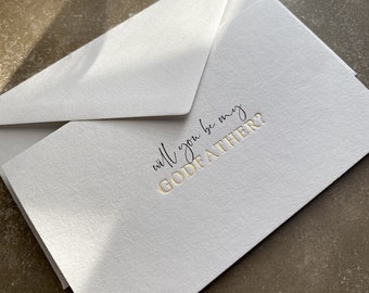 Godfather Proposal Card with Personalized Envelope | Foil Pressed