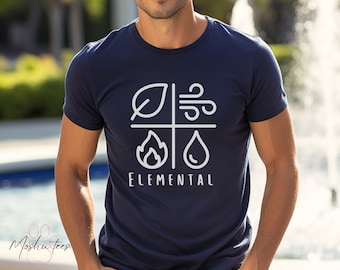 Elementair shirt, uniseks shirt, elementen, aarde, vuur, lucht, water, metafysisch, new age