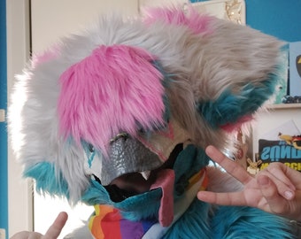 Furry Dino mask,Tail,badged,bandana