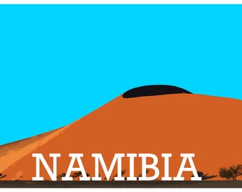 Sand dunes poster - vintage Namibia travel poster