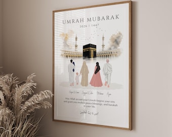 Personalized Umrah Mubarak Print | Custom Umrah Gift | Islamic Wall Art | Digital Download | Eid & Umrah Decor