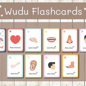 Printable Wudu Flashcards | Kids Ablution Guide | Islamic Learning Cards | Step-by-Step Wudu Teaching Resource | Muslim Education