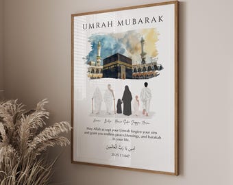 Personalized Umrah Mubarak Print | Custom Umrah Gift | Islamic Wall Art | Digital Download | Eid & Umrah Decor