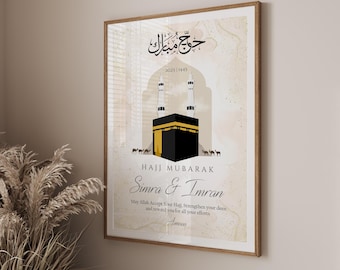 Personalized Hajj Mubarak print, Muslim Hajj gift, Hajj Mubarak gifts, Hajj print, Islamic Hajj poster, Hajj gifts, Personalized Hajj frame