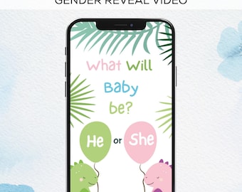 Boy Digital Gender Reveal Video, It’s a Boy Announcement, Gender Reveal video, Digital Pregnancy Announcement, Safari Dinosaur Baby Reveal