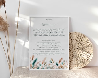 Al Fatiha Quran Verse Print, Quran Quote Art, Islamic Wall Art Printable, Islamic Quote, Muslim Home Decor, Muslim Art Digital Download