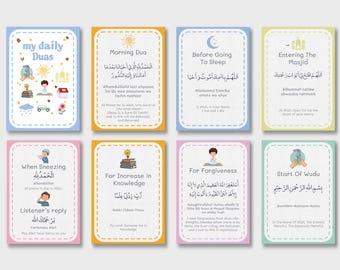 Tarjetas de Dua para niños, imprimibles islámicos para niños, Dua para niños, libro de Dua para niños, tarjetas de oración, tarjetas didácticas de Dua, PDF de Dua, Dua diario para niños