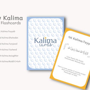 Six Kalimas Flashcards | Printable Islamic Learning Cards | Arabic & English Kalima PDF | Muslim Education Resource