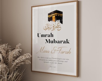 Personalisierte Umrah Mubarak Druck | Umrah Geschenk | Digitaldruck | Islamisches Poster | Eid Deko