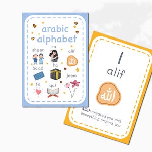 Arabic Alphabet Flashcards for Kids | 28 Islamic Learning Cards | Muslim Children’s Educational Digital Download | Quran Arabic Printable