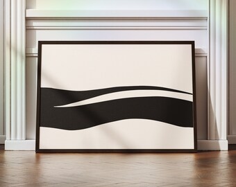 Beige Black Abstract Art, Large Abstract Print, Organic Minimalist, Digital Download, Beige Abstract Wall Decor, Modern Abstract Art