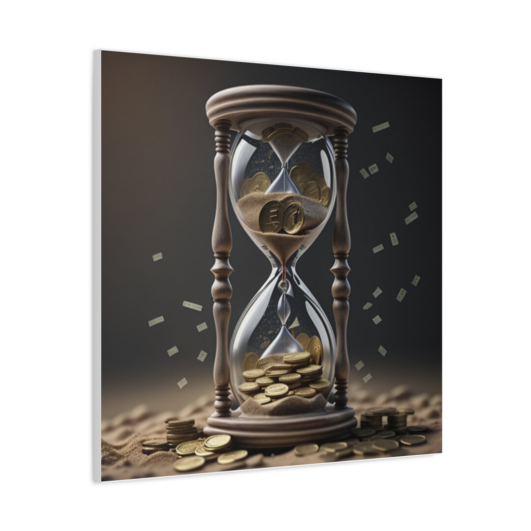 Money Wall Art for Workspace Office Hourglass Print Time is Money Wall